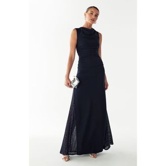BWLDR Avena Maxi Dress in Navy Blue at Nordstrom, Size 6