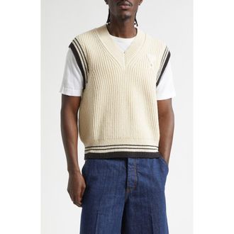 Ami Ami de Coeur Rib Wool & Cotton V-Neck Sweater Vest in Blanc Creme at Nordstrom, Size X-Large