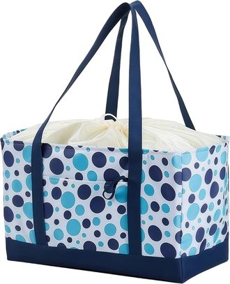 Generic Waterproof Drawstring Tote - Foldable Grocery Bag, Reusable Market Tote, Heavy Duty Waterproof Grocery Carrying Bag, All Purpose Reusable Carrying Org