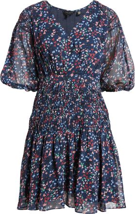 Ted Baker Womens Casidee Heart Print Puff Sleeve Chiffon Mini Dress