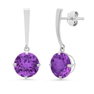 MAX + STONE 14k White Gold Solitaire Round-Cut Gemstone Drop Earrings (8mm)