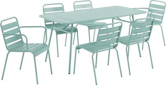 VENTE-UNIQUE.COM Conjunto de mesa y sillas para jard&iacute;n acero verde almendra