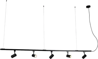 QAZQA Qazqa Moderno Sistema De Riel Colgante Inteligente Negro Monof&aacute;sico Con 5 Gu10 Wifi - Jeana Acero Alargada Adecuado Para Led Max. 5 X 4.5 Watt