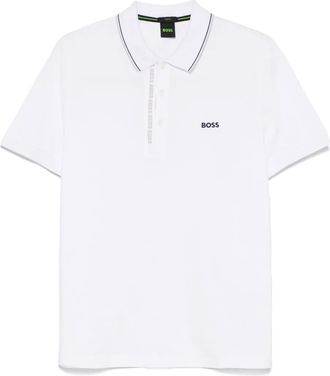 BOSS logo-embroidered polo shirt - White
