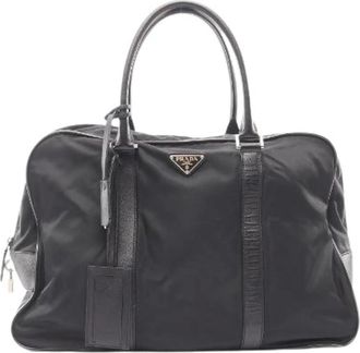 Prada Pre-owned Weekend Bags, unisex, Black, Size: ONE SIZE Pre-owned Viaggio nylon leather boston bag
