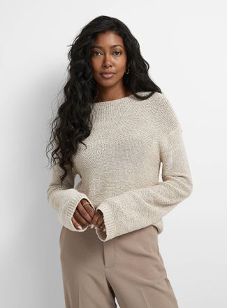 Contemporaine Womens Textured knit boat-neck sweater