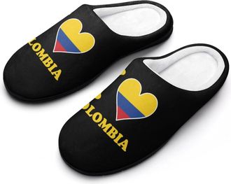 Generic I Love Colombia1 Flag Funny Mens Cotton Slippers Soft Non-Slip Rubber Sole House Slipper Indoor Outdoor