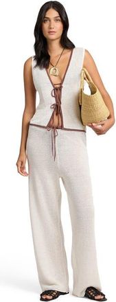 Onia Linen Knit Drawstring Pant in Egret/cppuccino at Nordstrom, Size Medium