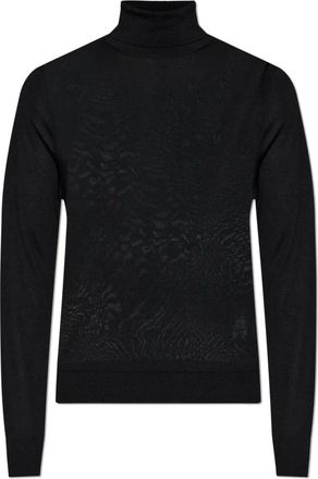 Dsquared2 Wol trui met geborduurd logo - Heren - Coltruien - Zwart - 2XL - Wol - Truien & Vesten
