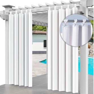 OEM Cortina Exterior Impermeable De 2 Piezas, 132 X 244 Cm, Protecci&oacute;n Uv Y Resistente Al Viento Para P&eacute;rgola Y Patio - Blanca