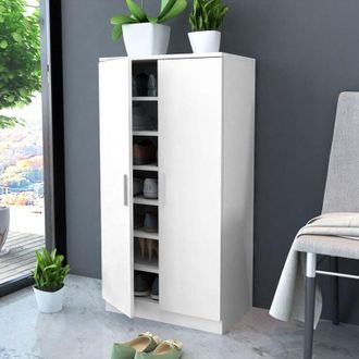vidaXL Vidaxl - Scarpiera in Legno 55x35x108 cm con Ripiani e Ante vari colori colore : bianco