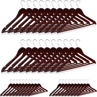 Relaxdays Pack De 40 Perchas Ropa Para Pantalones Y Camisas, Marr&oacute;n, 23 X 44 X 1 Cm