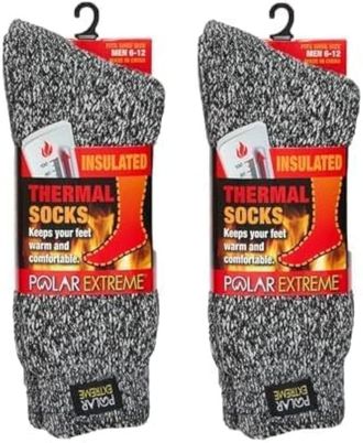 Polar Extreme Mens Thermal Sock Pack of 2, Black Marl, 9-13 UK
