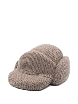 Duran Lantink ear-flap ribbed-knit hat - women - Fabric - S - Brown