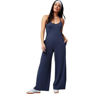 Fabletics Cloud Jersey Wide Leg Jumpsuit in Deep Navy Heather at Nordstrom, Size Xx-Large