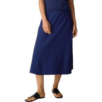 Eileen Fisher Box Weave Stretch Organic Cotton Midi Skirt in Deep Dive at Nordstrom, Size Xx-Small