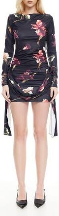Lioness Glory Floral Long Sleeve Minidress in Onyx Floral at Nordstrom Rack, Size X-Small