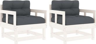 vidaXL Vidaxl - Sillones De Jard&iacute;n Con Cojines 2 Uds Madera Maciza Pino Blanco