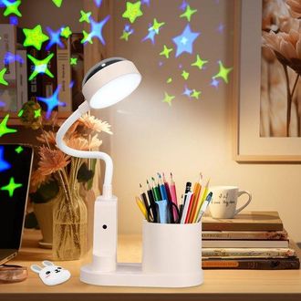 OEM L&aacute;mpara De Escritorio Led Para Ni&ntilde;os Con Proyecci&oacute;n De Estrellas - L&aacute;mpara De Mesa Inal&aacute;mbrica Con Portal&aacute;pices Y L&aacute;mpara De Lectura Recargable