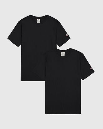 Champion T-Shirt CHAMPION, Herren, Gr. L, schwarz (nbk, nbk), Jersey, Obermaterial: 100% Baumwolle, unifarben, normal, Rundhals, Shirts T-Shirt, Basic Shirt, D