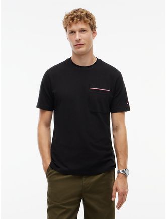 Tommy Hilfiger Mens Signature Stripe Pocket T-Shirt - Black - XXL
