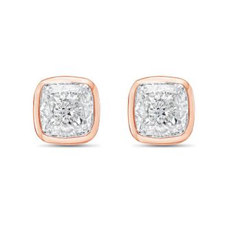 Diana M. Jewels 14KT ROSE GOLD LAB GROWN CUSHION CUT STUDS IN A BEZEL SETTING WEIGHING 7.00 CTS TW
