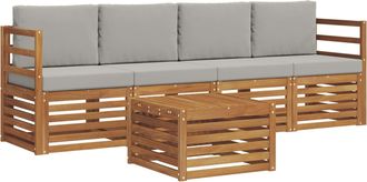 vidaXL Conjunto De Sof&aacute;s De Exterior 5 Uds. Gris Natural Y Claro Vidaxl