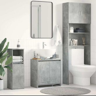 vidaXL Mobile da Bagno Grigio Cemento 60x33x61 cm in Legno Multistrato - Vidaxl