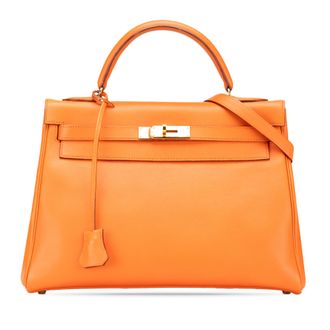 Herm&egrave;s Pre-owned Womens Kelly 28 Handbag - Orange Leather - One Size