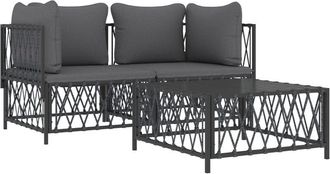 vidaXL Juego Muebles De Jard&iacute;n 3 Pzas Y Cojines Acero Gris Antracita Vidaxl