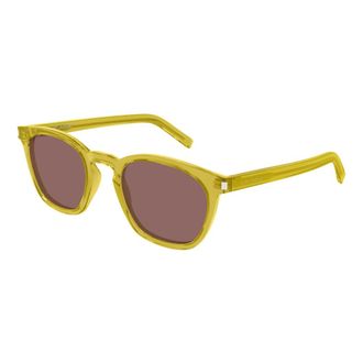 Saint Laurent SL 28 Zonnebril - Heren - Accessoires - Geel - Maat: 49 MM Nylon