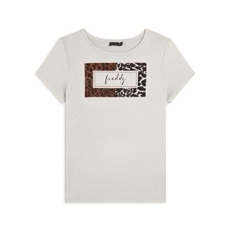 Freddy T-shirt donna stampa animalier e strass