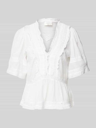 Neo Noir Neo Noir Regular Fit Bluse mit H&auml;kelspitze Modell Evienne Voile in Weiss, Gr&ouml;&szlig;e 34