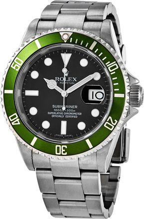 Rolex Pre-owned Rolex Submariner Automatic Chronometer Kermit Black Dial Mens Watch Pre owned 16610LV