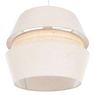 Beliani L&aacute;mpara Colgante Moderno Iluminaci&oacute;n De Techo Pantalla Tejido Rafia Lino 122 Cm Beige Atoyac