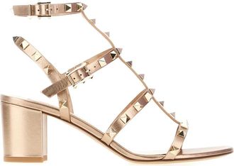 Valentino Garavani Rockstud Buckle Sandalen - Dames - Sandalen met hakken - Roze - 36 EU - Leer - Schoenen