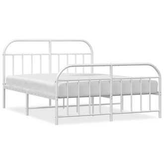 Berkfield Home Metal Bed Frame with Headboard & Footboard White 183x213 cm