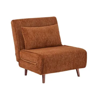 Sweeek Sill&oacute;n cama convertible de chenilla con patas de madera, terracota