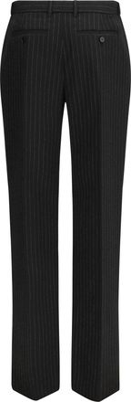 Alexander McQueen Womens Pinstriped Tailored Pants Black-Gold Wool Ovis Aries Black/gold Trousers