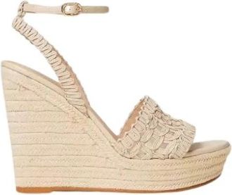 Twinset Geborduurde Sleehak Sandalen - Dames - Sleehakken - Beige - 41 EU - Schoenen