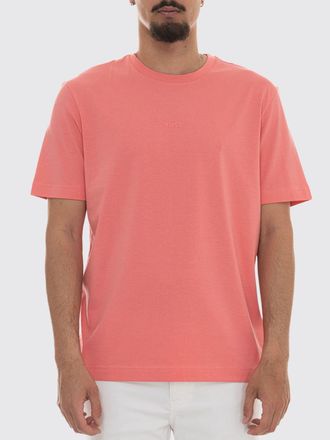 HUGO BOSS T-shirt girocollo in cotone stretch con logo a contrasto sul petto