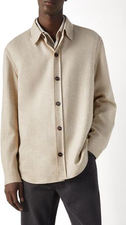 Ermenegildo Zegna Cashmere, Linen & Silk Overshirt in Beige at Nordstrom, Size Xx-Large