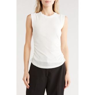 DKNY Sleeveless Ruched Knit Top in Ivory at Nordstrom Rack, Size X-Small
