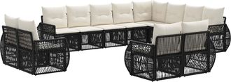 vidaXL Conjunto De Sof&aacute;s De Jard&iacute;n 12 Uds. Negro Y Blanco Crema Vidaxl