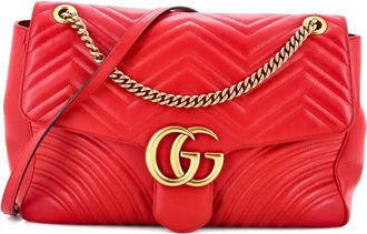 Gucci GG Marmont Flap Matelass&eacute; grote leren schoudertas - Rood