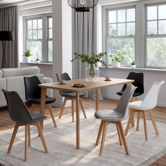 IDMarket Idmarket - Lote De 6 Sillas Escandinavas Sara Mezcla De Colores Gris Claro, Blanco, Gris Oscuro X2, Negro X2