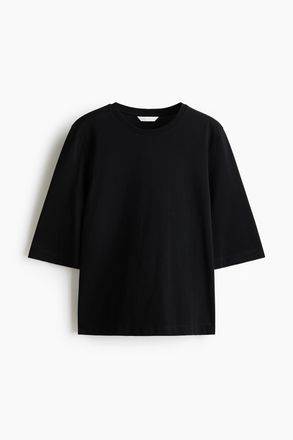 H&M Baumwoll-T-Shirt in Loose Fit - Schwarz