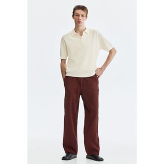 H&M Regular Fit Cable-knit Polo Shirt in Cream at Nordstrom, Size Xx-Large