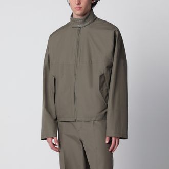 Bottega Veneta Giacca Harrington in cotone compatto color acciaio