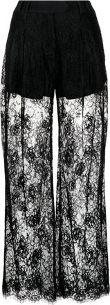 Fleur du Mal wide-leg lace trousers - women - Silk - 2 - Black